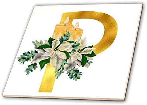 3drose natal floral imagem de monograma de ouro p - telhas