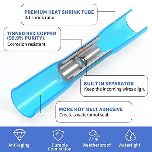 500 PCs conectores de fio de encolhimento de calor térmico QIBAOOK Terminais elétricos isolados kit Kit de crimpagem