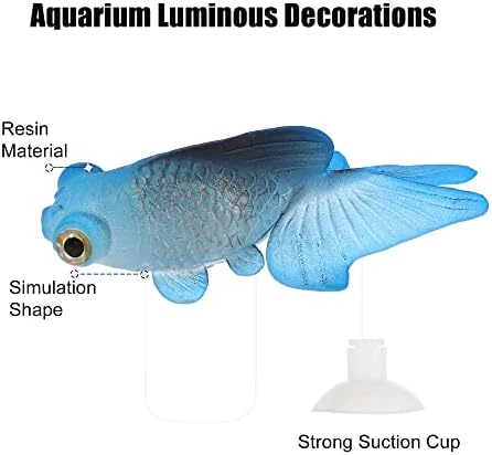 Vocoste Aquarium Artificial Golden Fish Ornament, ornamento de peixe brilhante Decoração de animais com copo de sucção, azul