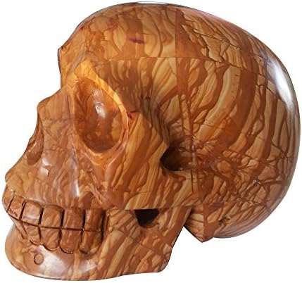 HJT HONGJINTIAN CRISTAL NATURAL Fossil Wood Skull Feliz 4 polegadas 1,95 libras
