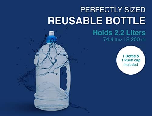 Arrow H2O On the Go Water Bottle, 2,2 litros - garrafa de água plástica grande e clara com tampa de pressão - feita nos EUA,