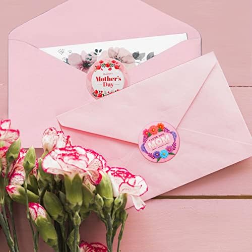 Fodeuxp 120pcs Feliz Dia das Mães, Rótulos de Gift Rótulos, 1,5 Floral Day das Mães Tags Rótulos de Tags Starters Para selo de envelope Boxes de embrulho Cartões
