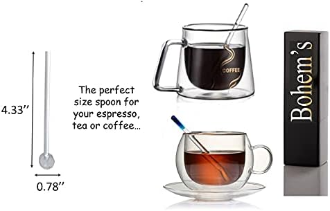 Demitasse Espresso Spoons, Mini Chefe Spoon, 4,33 polegadas de vidro colheres pequenas para chá, colher de mistura