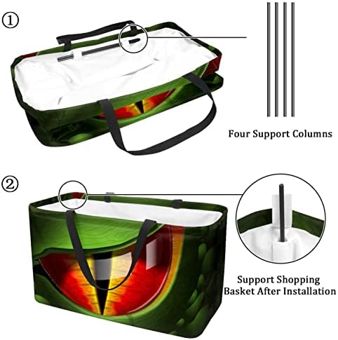 Shopping reutilizado Dragão Verde Red Eyes Portable Picnic Sacos de Mercearia de Piquenique Roupa Compra