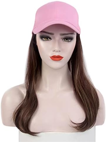 Capas de mulheres da moda SCDZs, bonés de cabelo, chapéus de beisebol rosa, perucas, perucas marrons longas e encaracoladas, chapéus
