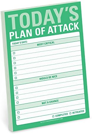 Plano de ataque de batida de ataque grande nota pegajosa, lista de tarefas diárias pegajas, 4 x 6 polegadas