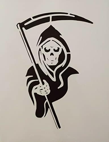 Grim Reaper Skull Halloween 8,5 x 11 estêncil de estêncil personalizado artesanato pintura de scrapbooking no vidro de
