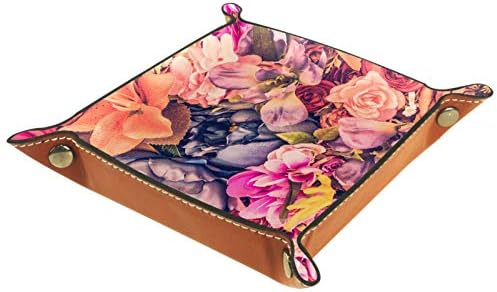 Lyetny Rose Flor Floral Organizador Bandeja Caixa de armazenamento Bandeja de mesa de mesa Caddy Alteração de troca de carteira de caixa de moeda de caixa