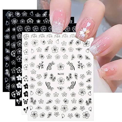 Jmeowio 8 lençóis adesivos de arte da flor da floresta adesivos de arte decalques auto-adesivos pegatinas uñas suprimentos de unhas