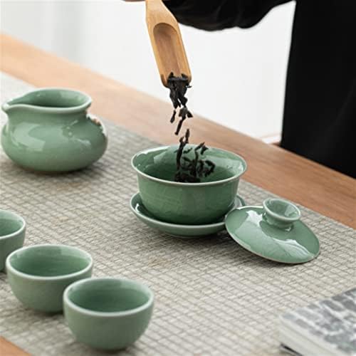 Zlxdp Um conjunto completo de conjuntos de chá kungfu, xícaras de chá de cerâmica, bules, cenários, caixas de presente domésticas, presentes de doação de idéias