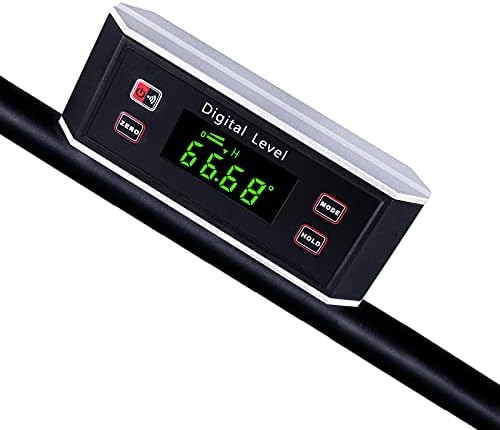 Inclinômetro, transferidor digital/nível/localizador de ângulo e ferramentas de bitola com base magnética e luz de fundo -