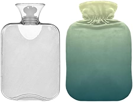 Garrafa de água quente de gradiente verde com tampa de saco de água quente para alívio da dor 1l bolsa quente pacote quente