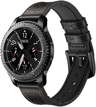 Aisports Compatível para 22mm Samsung Gear S3 Frontier/Gear S3 Classic/Galaxy Watch Bands 46mm Leather Soft Silicone Substitui