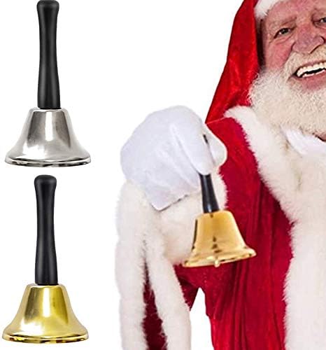 Linrus 2pcs Metal Mão de Natal Bell Hand Hold Call Bells