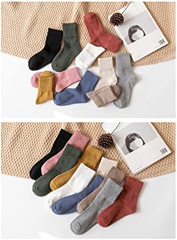 Norther30 ° Catrão de algodão meias para mulheres algodão casual de cor sólida meias elásticas para mulheres meninas 10 pares