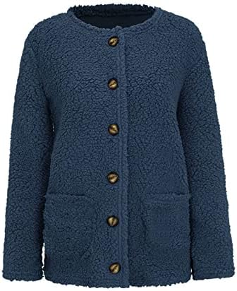 Botão de casaco sherpa feminino bidobibo abaixa de lã para plus size de tamanho de inverno para mulheres 2022 com bolsos Cardigan