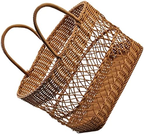 Cesta de piqueniques de piquenique de zerodeko com alças, imitação de cesta de cesto de cesta portátil de cesta de frutas portáteis
