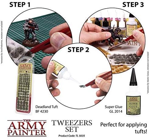 O Tweezer Painter do Exército- Tweezers de precisão de 2 peças Conjunto de pinças afiadas Precisão e pinças de ponta fina