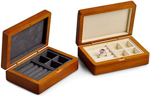 Caixa de jóias de madeira maciça de zsedp para brincos de anel de anel de pulseira de colar de pulseira de joalheria de jóias
