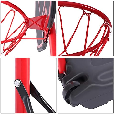 Movável portátil Basketball Hoop Mini Basketball Hoop System para juventude, altura de argola de basquete ajustável argola de basquete externo, presente para juventude preto/vermelho