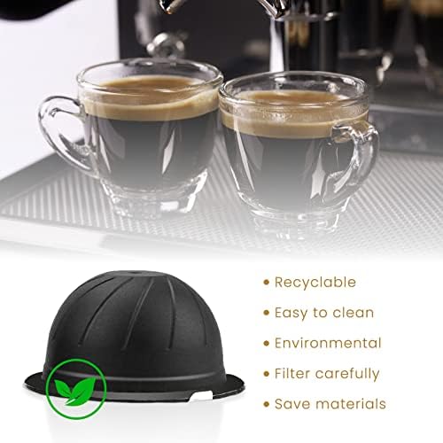 Cápsulas de café reutilizáveis ​​reutilizáveis, 5 PCs recarregam vagens de café com 15 pcs de tampas de papel alumínio, 150/230 ml de café para Nespresso Vertuo Coffee Machine