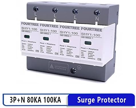 Akde 1pcs Protetor de surto AC 3p+n 40 ~ 80ka 60ka ~ 100ka 385v 420V SPD House Lightning Protection Protection Protecção