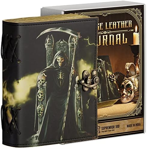 Jornal Supremior 100 Grimoire - Livro de couro do Shadows Journal com 200 páginas para esboçar e escrever, diário do livro