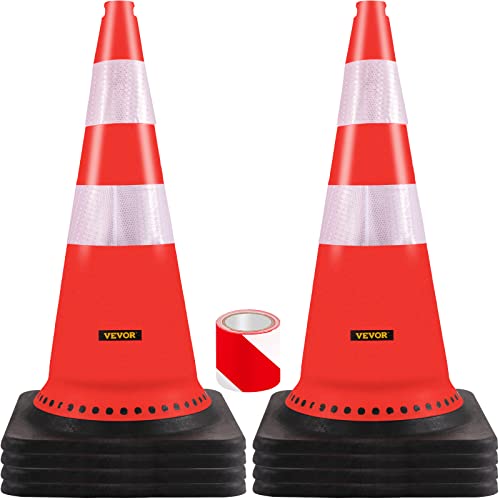 Cones de segurança Vevor, cones de tráfego de 8 x 30 , cones de construção de laranja de PVC, cones de tráfego de colarinho refletivo