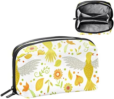 Bolsa de maquiagem Zipper Bolsa Travel Organizador cosmético para mulheres e meninas ， Daisies Flores brancas Little