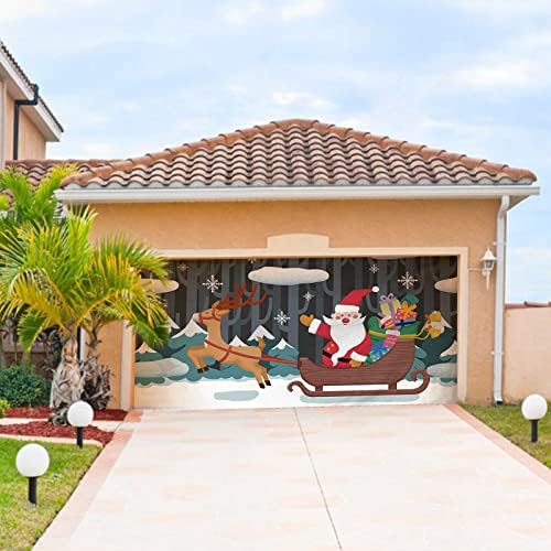 Christmas ao ar livre porta de garagem tapeçaria pano de férias decoração de festas de fundo de pano combinando pano pendurado em