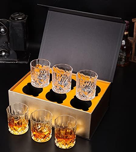 Ganfanren Whisky Glasses Conjunto de 6,10 onças/300 ml de vidro de cristal à moda antiga para acessórios de cozinha de bourbon escoceses