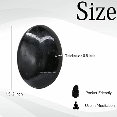 Black Turmaline Palm Stone - Pocket Massage Stone para balanceamento de chakra corporal natural, cura de reiki e grade de