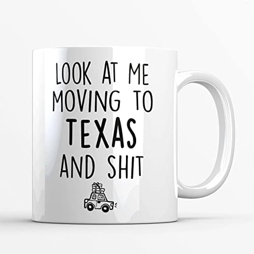 CAE Design CO Funny Olhe para mim me mudando para a caneca do Texas, despedida de despedida de um amigo que se muda