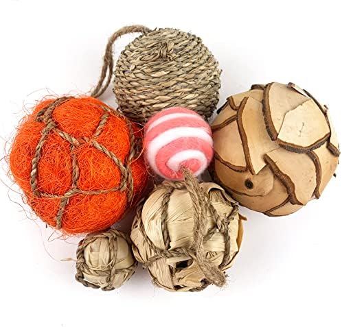 Heyiwell 6pc Mix Bolas decorativas de queda, bolas de algodão de galhos naturais decorativas esféricas para tigelas Vasos de mesa de jantar decoração de casa 2 ~ 4 polegada