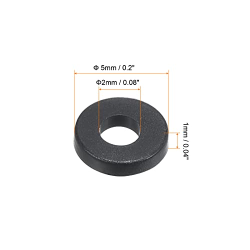 Arruela plana de nylon patikil m2, 12 pacote de 2 mm ID 5mm od 1mm de vedação de vedação de espessura anel de junta para tubs