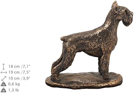 Schnauzer cortou 2, urna para cães Ashes Memorial com estátua, nome do animal de estimação e citação - ARTDOG Personalizado
