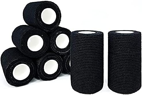 [8 pacote de 4 x 5 jardas] Black/Blue-Auto-adesivo Bandagem coesa, rolos de embrulho não tecidos, fita atelética
