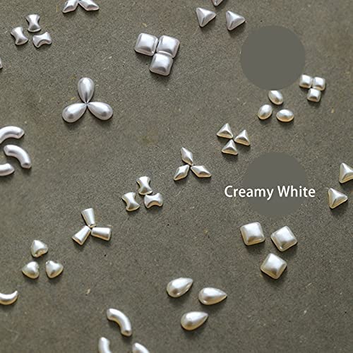 550pcs pérolas brancas cremosas 3d encharms de unhas de coração bowknot moon lua com várias formas pérolas hidromassagem