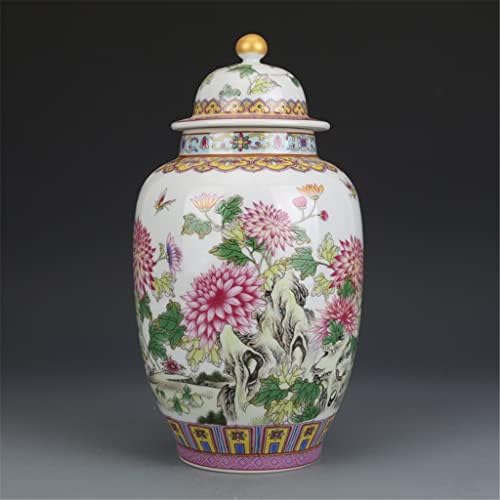 Irdfwh esmalte o crisântemo coberto jarra de chá de panela Antique Jingdezhen Porcelana Ornamentos de porcelana
