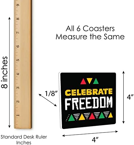 Big Dot of Happiness Happy Juneteenth -Freedom Day Party Decorações - Drink Coasters - Conjunto de 6