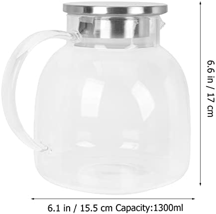 Jarra de vidro com tampa e bico chaleira de vidro jarro de água gelada jarra de bebida jarro jarro para leite aquático de leite gelado 1300ml