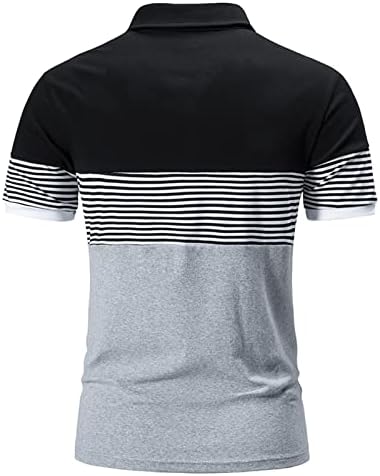 UBST Mens Camisetas Polo de Manga Curta, Botão de Patacket Front Fronted listrada Tops de verão Business Casual Camise