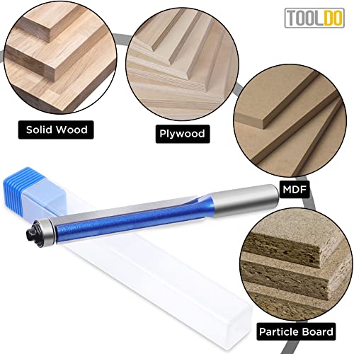 Tooldo Bit de acabamento com rolamento de níqueis de 3 de polegada ， C3 Bit de acabamento de carboneto de carboneto, haste de 1/2 polegada para roteador de madeira, para DIY, projeto de madeira, alta qualidade