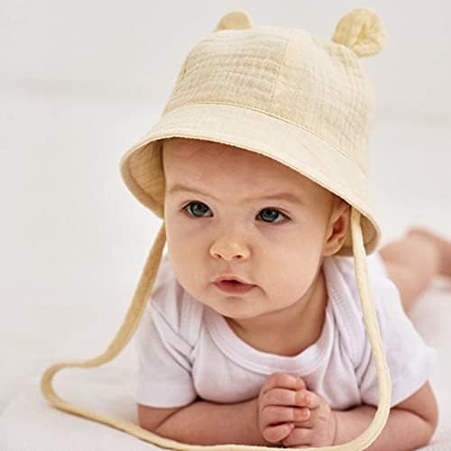Baby Sun Hat Hat Ajustável, Criança Infantil Verão de Verão ao ar livre Chapéu de praia Proteção do sol Chapéu de algodão de verão para crianças, amarelo