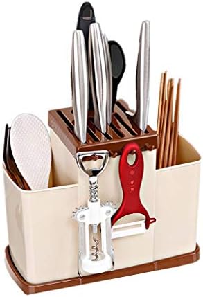 Bloco de faca universal llryn, bloqueio de faca de cozinha de madeira sem facas, espaço de armazenamento seguro para utensílios de bancada