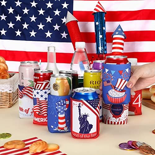 96 PCs lata a manga mais fria para a bandeira patriótica americana lata mais refrigerador para refrigerante, cerveja, bebidas