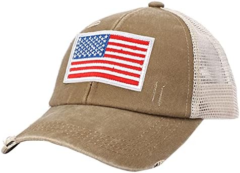 Cap de beisebol patriótico unissex elegante snaisback caminhoneiro chapéu de caminhão ajustável malha americana de sol