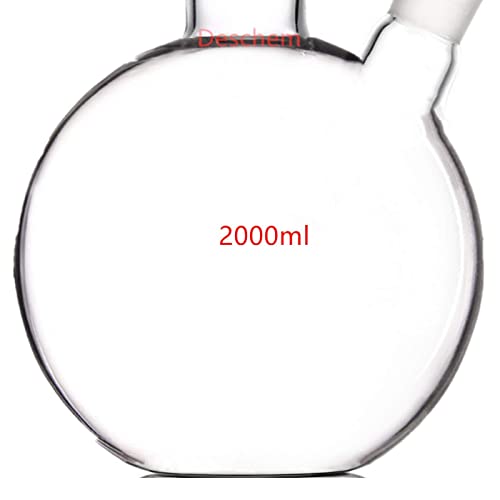 Dinglab 2000ml, 24/40,2-pescoço, frasco de vidro de fundo plano, 2L, dois pescoços, vasos de laboratório