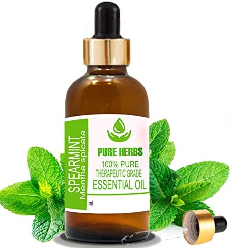 Ervas puras Spearmint Pure & Natural Therapeautic Grade Essential Oil com conta -gotas 100ml