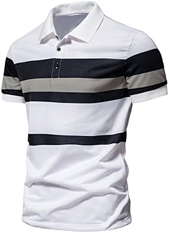 Camisas pólo para homens lapela de manga curta camiseta de lazer contraste contraste color de retalhos de retalhos de golfe listrado tops